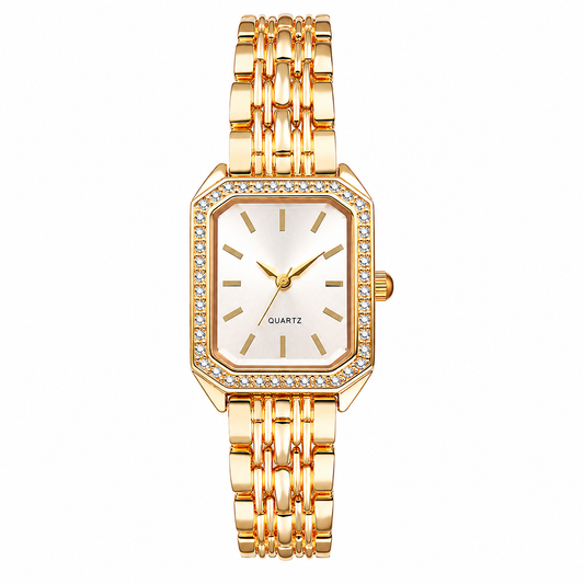 Reloj Dorado Elegante para Mujer con Cristales