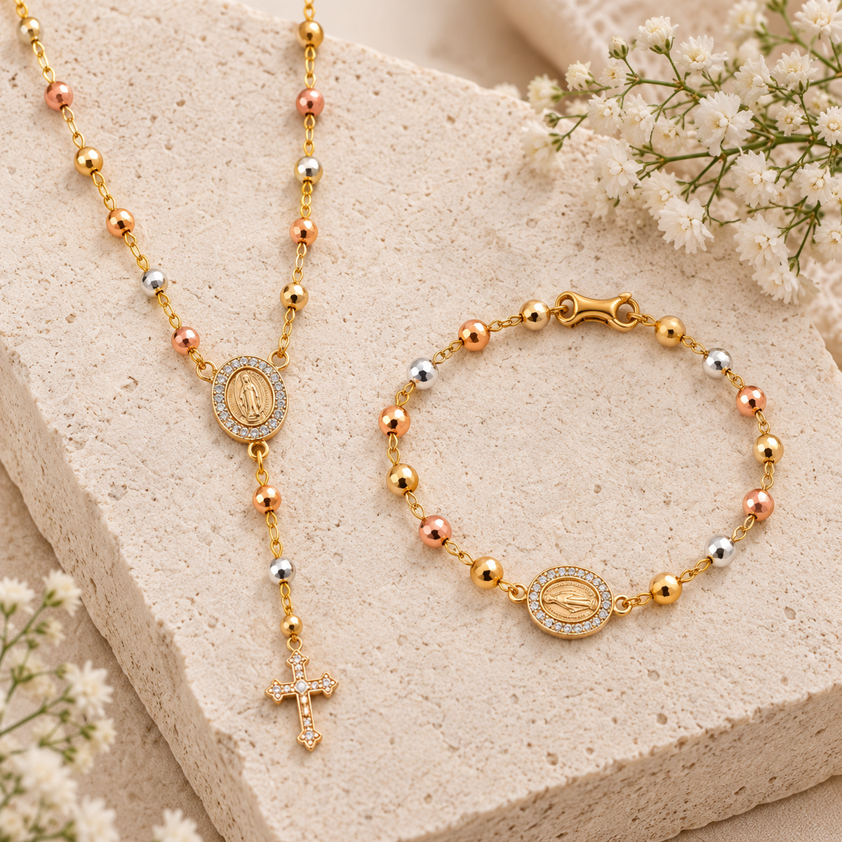 ✨ Set Virgen María Collar + Pulsera REGALO ✨